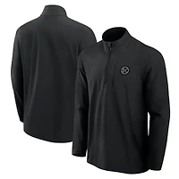 Men's Fanatics Black Pittsburgh Steelers Front Office Micro Tonal Quarter-Zip Pullover