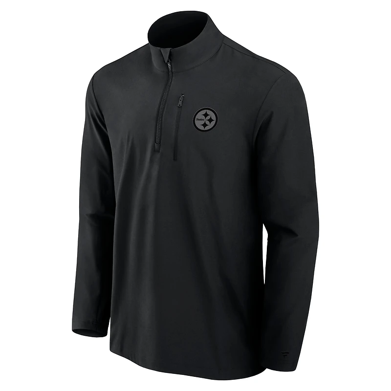 Pull Fanatics noir pour homme avec fermeture éclair quart de tour Front Office Micro Tonal des Pittsburgh Steelers
