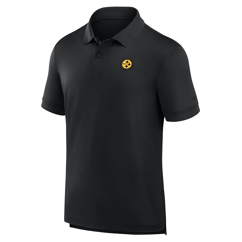 Polo noir Fanatics pour homme avec logo Front Office Move des Pittsburgh Steelers