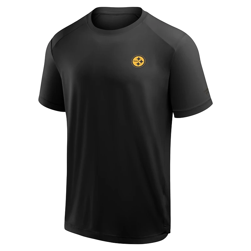 T-shirt noir Fanatics pour homme avec logo du front office des Pittsburgh Steelers