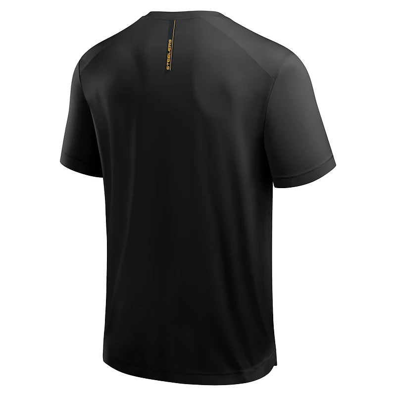 T-shirt noir Fanatics pour homme avec logo du front office des Pittsburgh Steelers