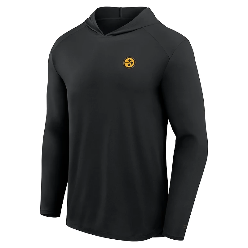 Men's Fanatics Black Pittsburgh Steelers Front Office Power Mono Long Sleeve Hoodie T-Shirt