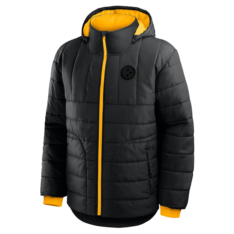Veste à capuche zippée intégrale noire Pittsburgh Steelers pour homme de Fanatics