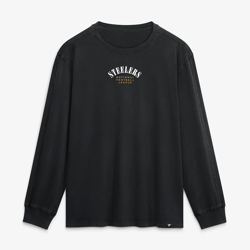 Men's Fanatics Black Pittsburgh Steelers Fullback Drive Relaxed Fit Long Sleeve T-Shirt