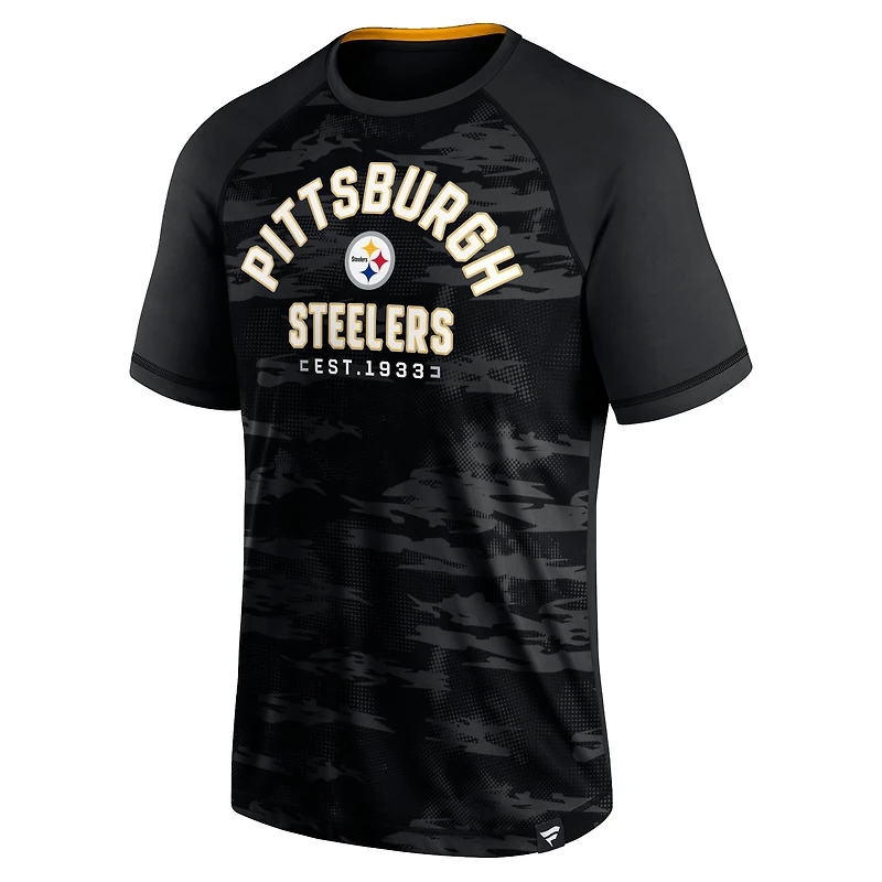 T-shirt noir Fanatics Pittsburgh Steelers Hail Mary Defender Raglan pour hommes