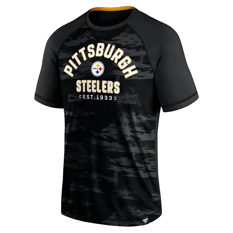 T-shirt noir Fanatics Pittsburgh Steelers Hail Mary Raglan pour hommes
