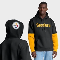 Sweat à capuche noir Fanatics pour homme avec casque des Pittsburgh Steelers