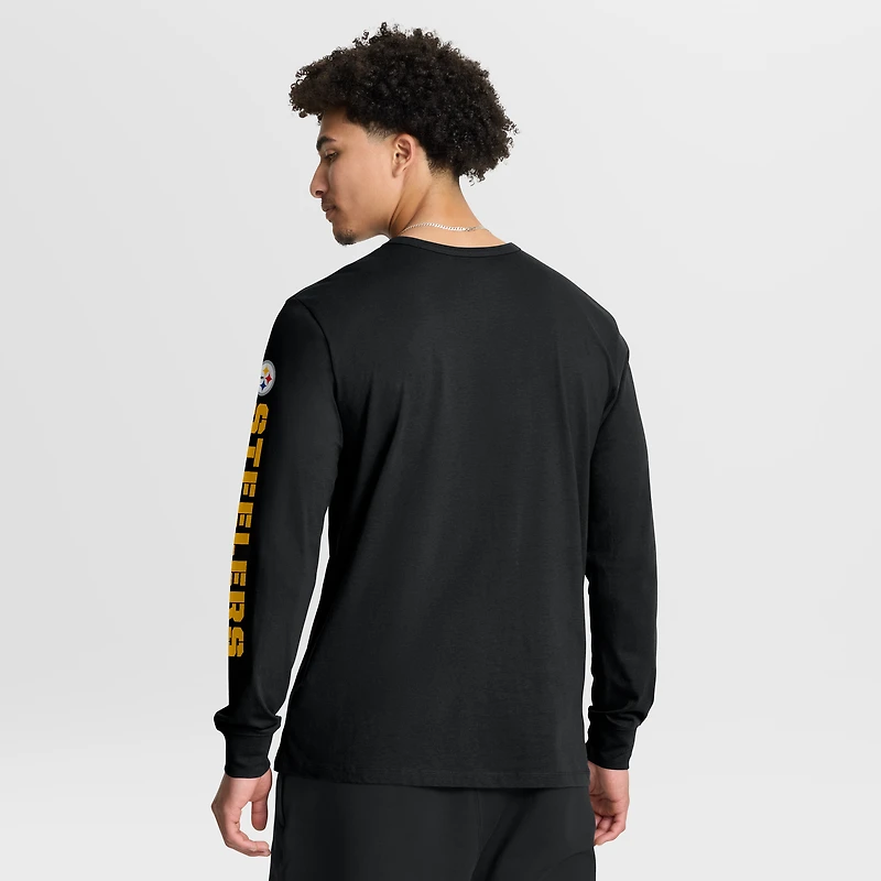 T-shirt à manches longues Fanatics pour homme, noir, motif Hometown Sweep Legacy des Pittsburgh Steelers