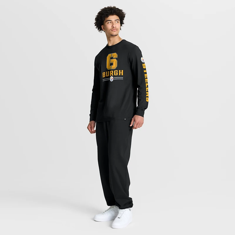 T-shirt à manches longues Fanatics pour homme, noir, motif Hometown Sweep Legacy des Pittsburgh Steelers