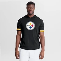Men's Fanatics Black Pittsburgh Steelers Optimal Play Short Sleeve Hooded T-Shirt