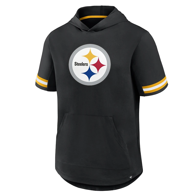 T-shirt à capuche manches courtes Fanatics Black Pittsburgh Steelers Optimal Play pour homme