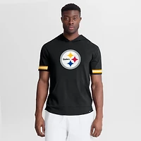 Men's Fanatics Black Pittsburgh Steelers Optimal Play Short Sleeve Hooded T-Shirt