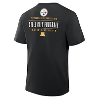 T-shirt noir Fanatics pour homme avec poche passe des Steelers de Pittsburgh