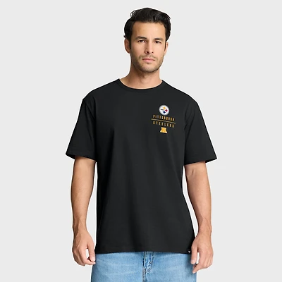 T-shirt noir Fanatics pour homme avec poche passe des Steelers de Pittsburgh