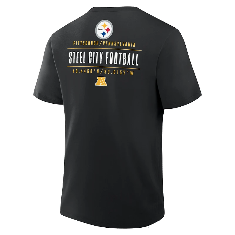 T-shirt noir Fanatics pour homme avec poche passe des Steelers de Pittsburgh