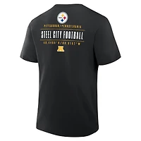 T-shirt noir Fanatics pour homme avec poche passe des Steelers de Pittsburgh