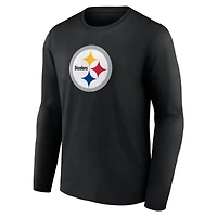 ÉCROU STL NOIR NFL 22 T-SHIRT À MANCHES LONGUES AVEC LOGO PRIMAIRE DE MARQUE POUR HOMMES TEEMENL-S