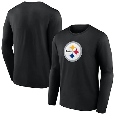 ÉCROU STL NOIR NFL 22 T-SHIRT À MANCHES LONGUES AVEC LOGO PRIMAIRE DE MARQUE POUR HOMMES TEEMENL-S