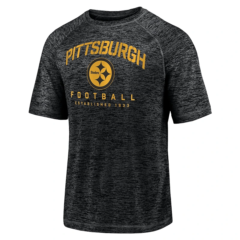 Men's Fanatics Black Pittsburgh Steelers Shade Battle Ready Raglan Space-Dye T-Shirt