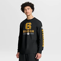 T-shirt à manches longues Fanatics noir pour homme, motif Sweep Legacy des Pittsburgh Steelers