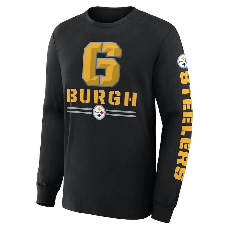 Men's Fanatics Black Pittsburgh Steelers Sweep Legacy Long Sleeve T-Shirt