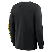 T-shirt à manches longues Fanatics noir pour homme, motif Sweep Legacy des Pittsburgh Steelers