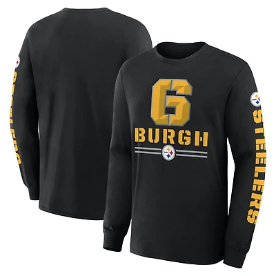 Men's Fanatics Black Pittsburgh Steelers Sweep Legacy Long Sleeve T-Shirt