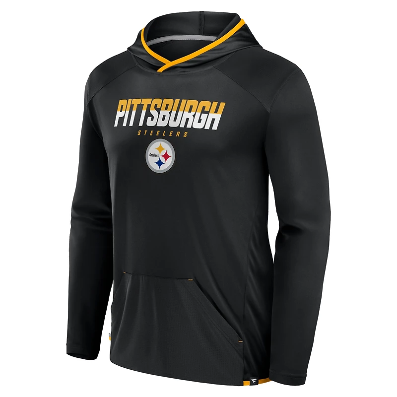T-shirt à manches longues et capuche transitionnel pour homme Fanatics Black Pittsburgh Steelers