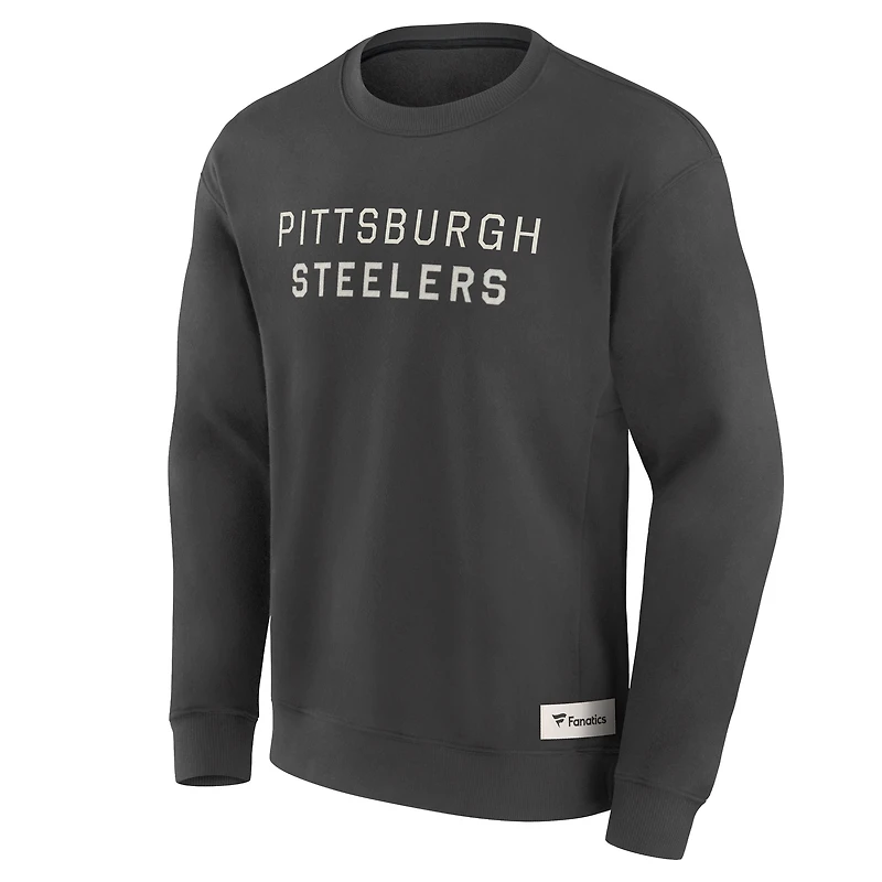 Men's Fanatics Charcoal Pittsburgh Steelers Elements Future Ground Lettering Pullover Sweatshirt