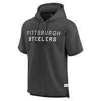 Men's Fanatics Cream Pittsburgh Steelers Elements Future Ground Lettering Short Sleeve Pullover Hoodie