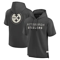 Men's Fanatics Charcoal Pittsburgh Steelers Elements Future Ground Lettering Short Sleeve Pullover Hoodie