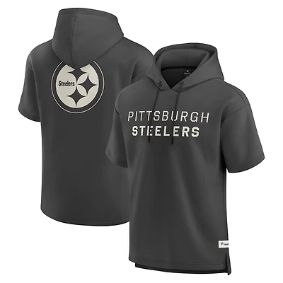 Men's Fanatics Cream Pittsburgh Steelers Elements Future Ground Lettering Short Sleeve Pullover Hoodie