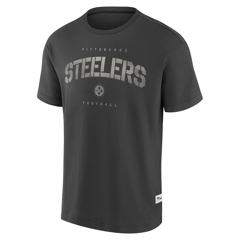 T-shirt Fanatics pour homme, coloris anthracite, motif Future Ground, patiné, Pittsburgh Steelers Elements