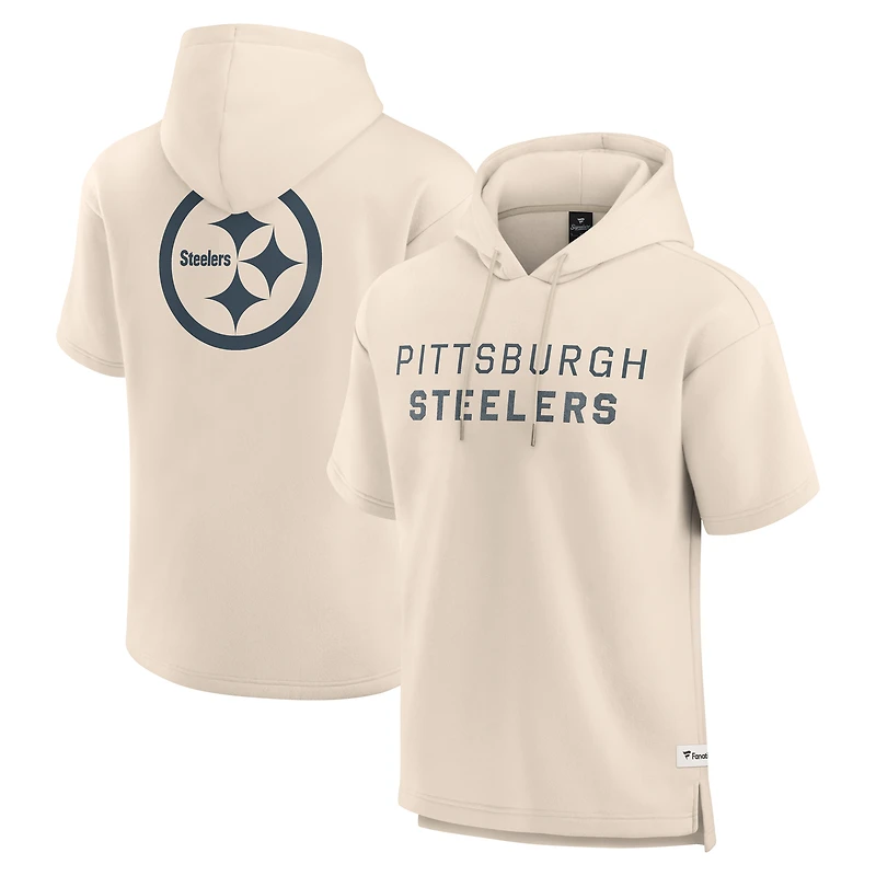 Sweat à capuche manches courtes pour homme Fanatics Cream Pittsburgh Steelers Elements Future Ground Lettering