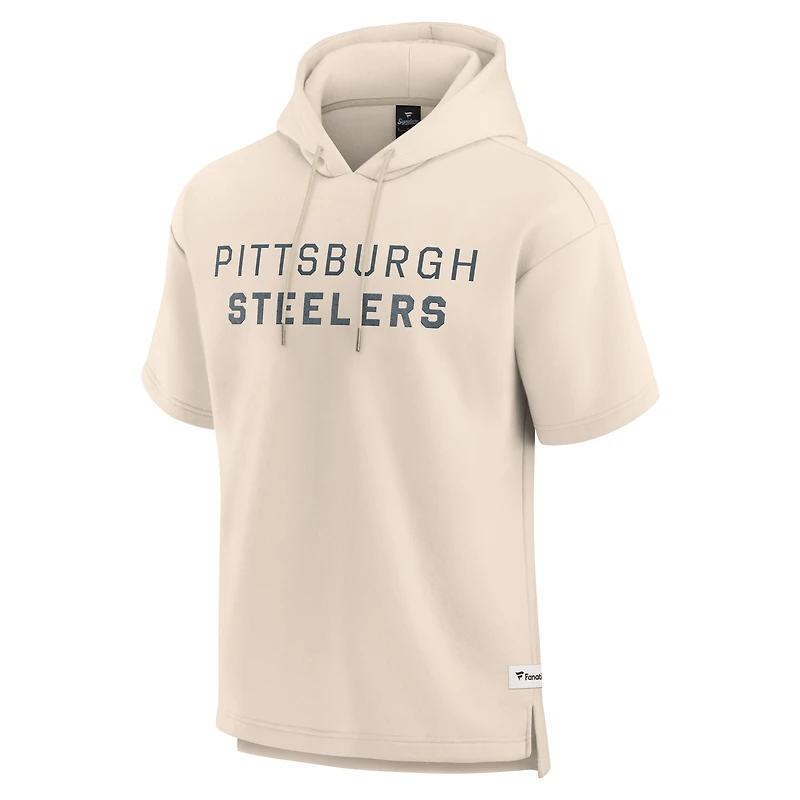 Sweat à capuche manches courtes pour homme Fanatics Cream Pittsburgh Steelers Elements Future Ground Lettering