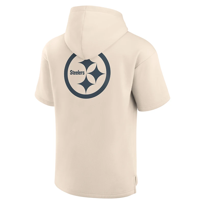 Sweat à capuche manches courtes pour homme Fanatics Cream Pittsburgh Steelers Elements Future Ground Lettering