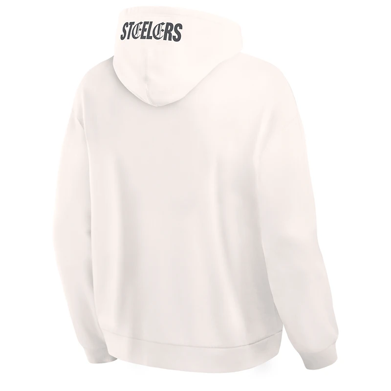 Sweat à capuche oversize crème Pittsburgh Steelers pour homme, modèle Play Location, de la marque Fanatics.