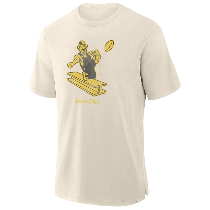 T-shirt fanatique pour homme à imprimé flammé des Pittsburgh Steelers de couleur crème
