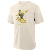 T-shirt fanatique pour homme à imprimé flammé des Pittsburgh Steelers de couleur crème