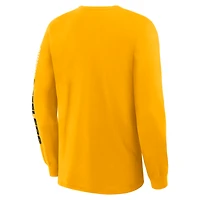T-shirt à manches longues Fanatics Gold pour homme, motif horloge des Steelers de Pittsburgh, Legacy