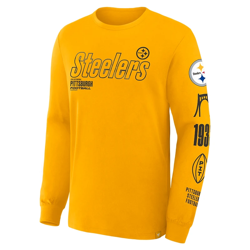 T-shirt à manches longues Fanatics Gold Pittsburgh Steelers Legacy pour homme