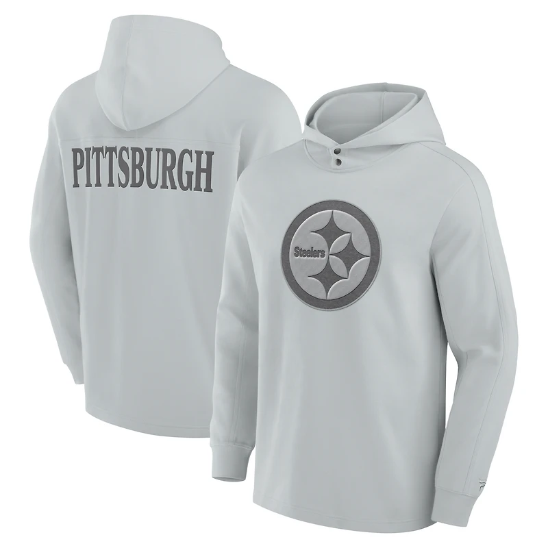 T-shirt à capuche manches longues Fanatics gris Pittsburgh Steelers Elements Blaze Tri-Blend pour hommes