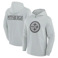 T-shirt à capuche manches longues Fanatics gris Pittsburgh Steelers Elements Blaze Tri-Blend pour hommes