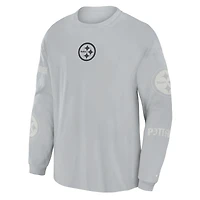 T-shirt à manches longues surdimensionné Pittsburgh Steelers gris Fanatics pour homme