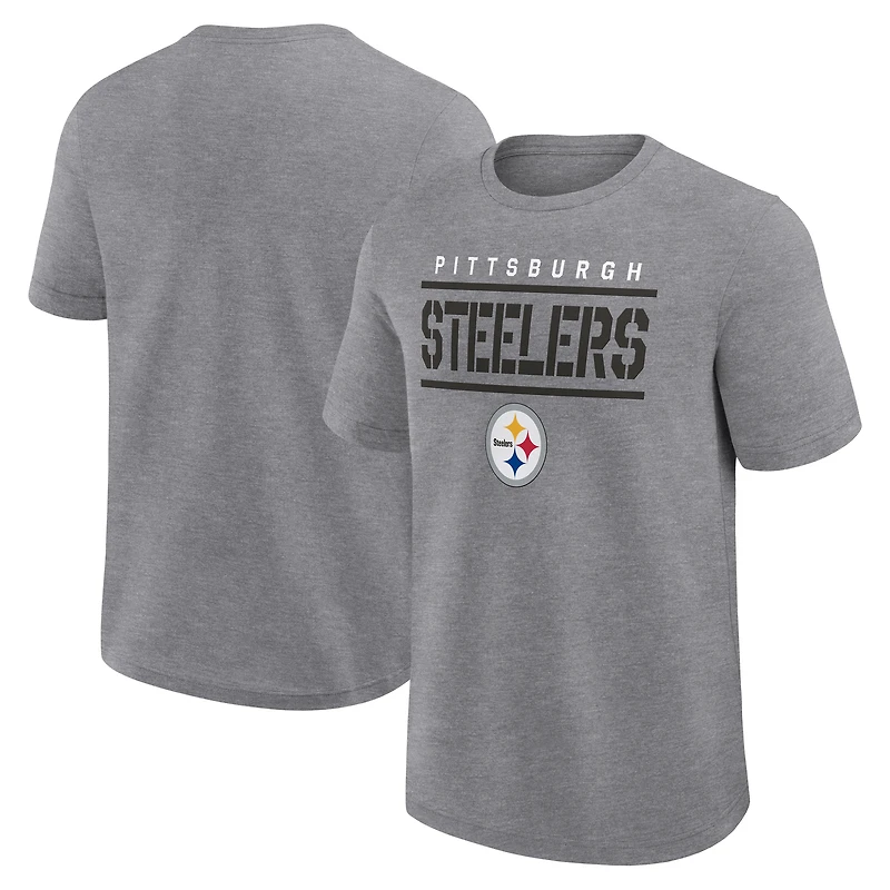Men's Fanatics Heather Gray Pittsburgh Steelers Big & Tall Top Notch T-Shirt