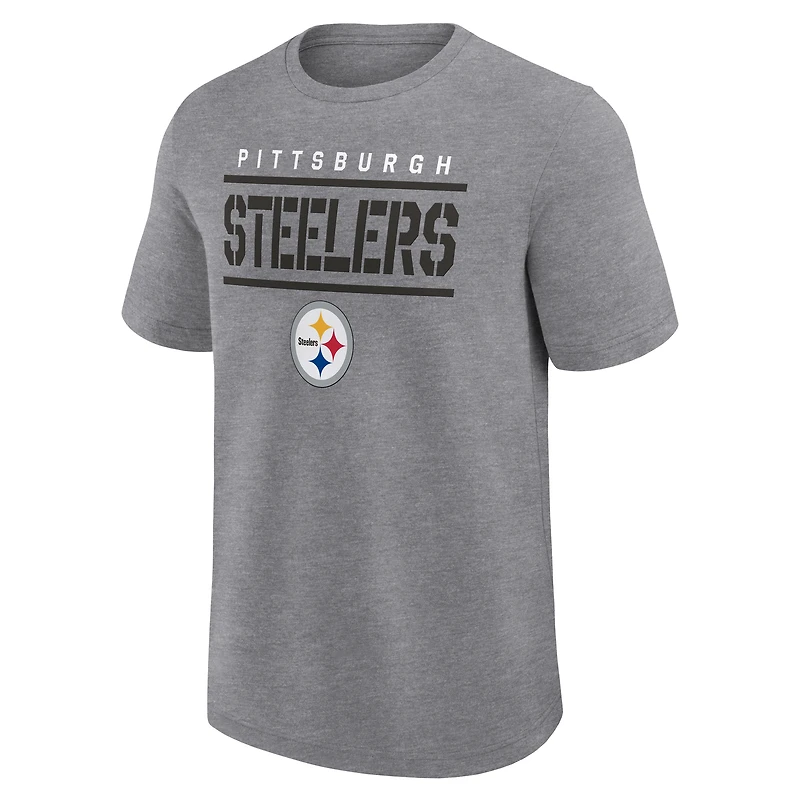 Men's Fanatics Heather Gray Pittsburgh Steelers Big & Tall Top Notch T-Shirt