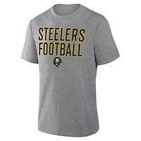 T-shirt tri-blend hommage au premier essai des Pittsburgh Steelers, gris chiné, Fanatics pour homme