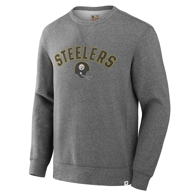 Sweat-shirt à enfiler en tissu éponge boucle Fanatics Heather Grey pour homme des Pittsburgh Steelers