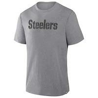 Men's Fanatics Heather Gray Pittsburgh Steelers Pass Rush Tri-Blend T-Shirt