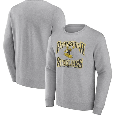 Sweat-shirt à capuche Fanatics Heather Grey pour homme des Pittsburgh Steelers